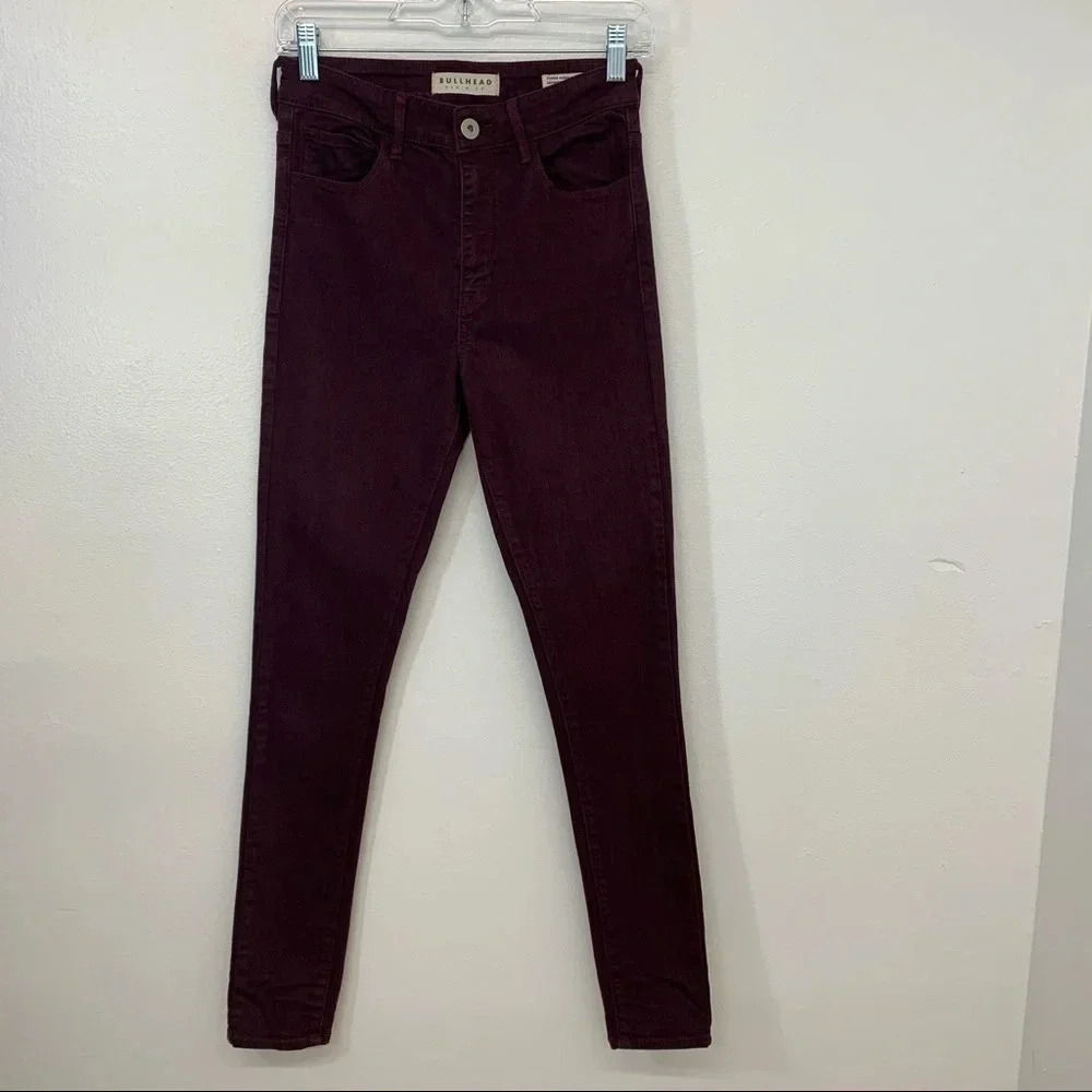 Bull Head Super High Rise Jeans Woman 5 Maroon Skinniest Junior Pockets Maroon